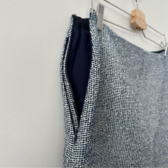 Nwot-Banana Republic-Navy Blue & Cream Tweed With Silver Metallic Skirt - Picture 6 of 9